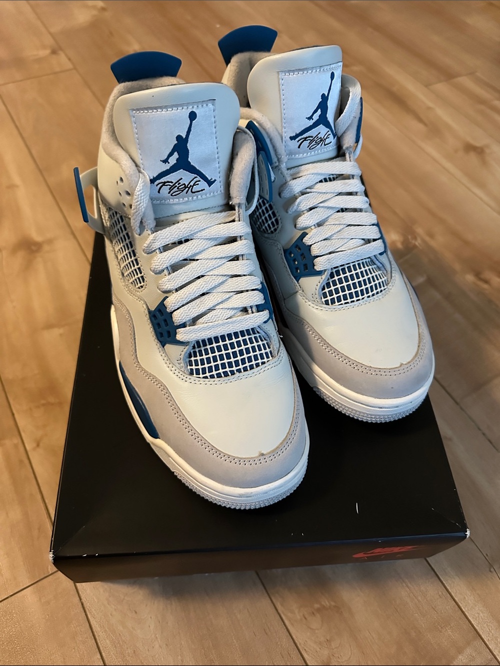 Jordan White and Blue Retro-Style Sneakers